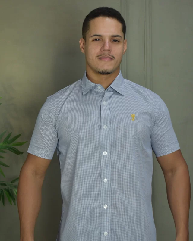 CAMISA PREMIUM MICROXADREZ BRANCO E PRETO MC