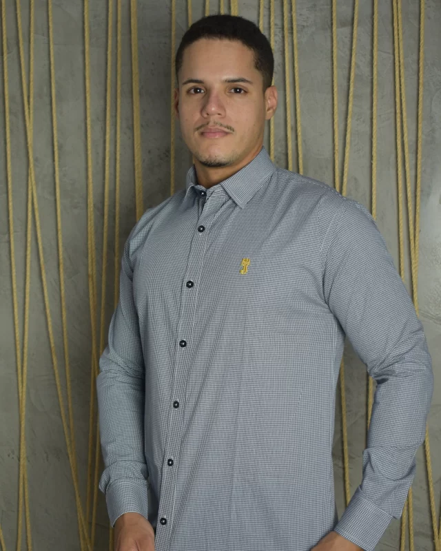 CAMISA PREMIUM MICROXADREZ PRETO E BRANCO VICHY ML