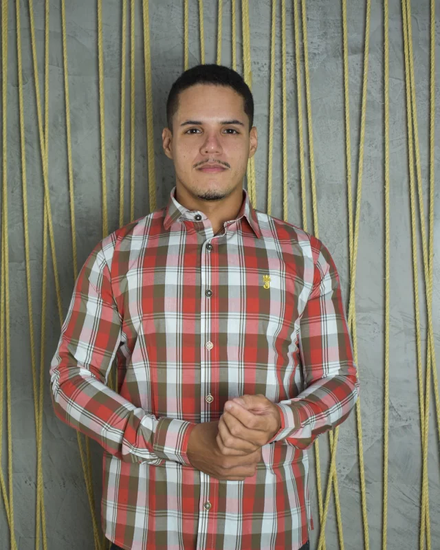 CAMISA PREMIUM XADREZ VERMELHO, MARROM E BRANCO ML