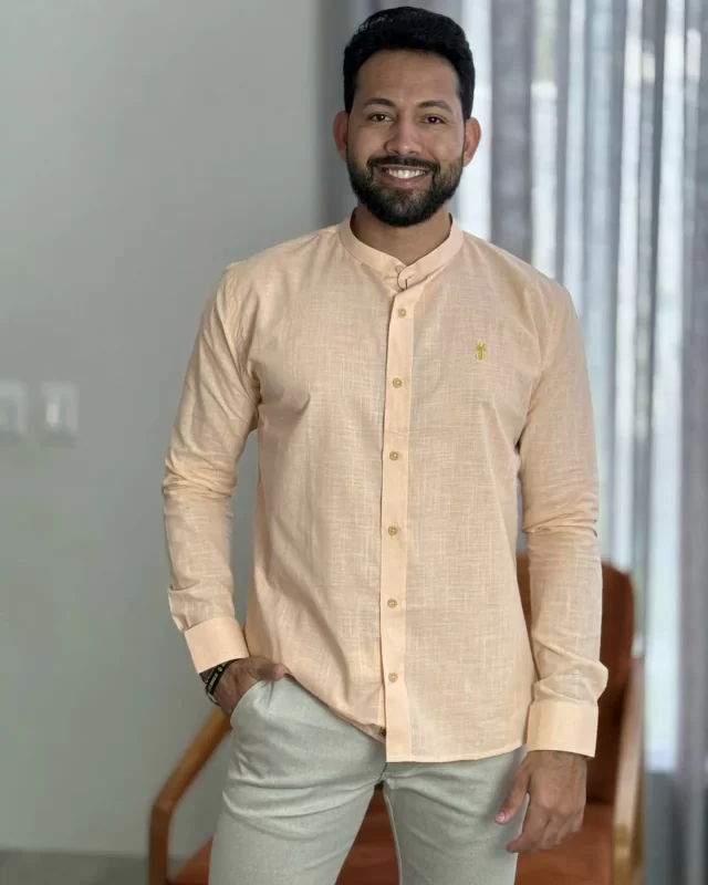 Camisa Premium Salmão ML Gola Padre