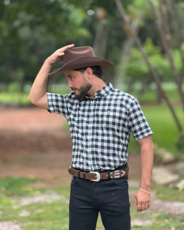 Camisa Premium Xadrez Preto e Branco