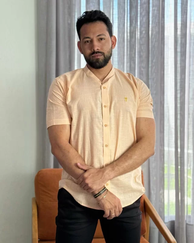 Camisa Premium Salmão ML Gola Padre MC