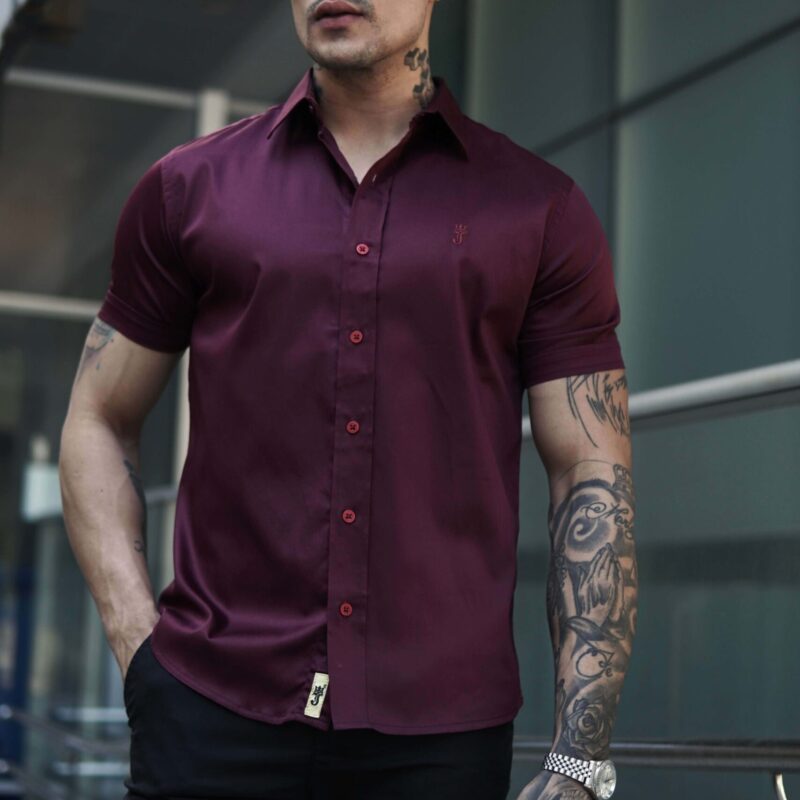 Camisa Marsala Acetinada MC Premium
