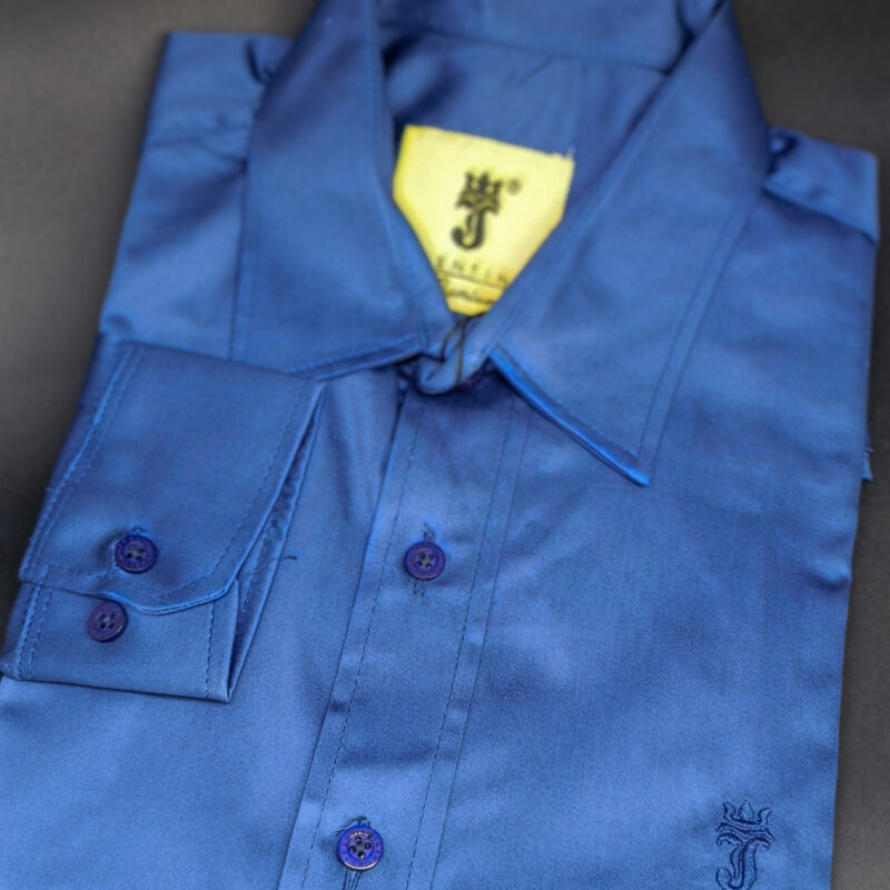 CAMISA ACETINADA AZUL ÍNDIGO ML PREMIUM