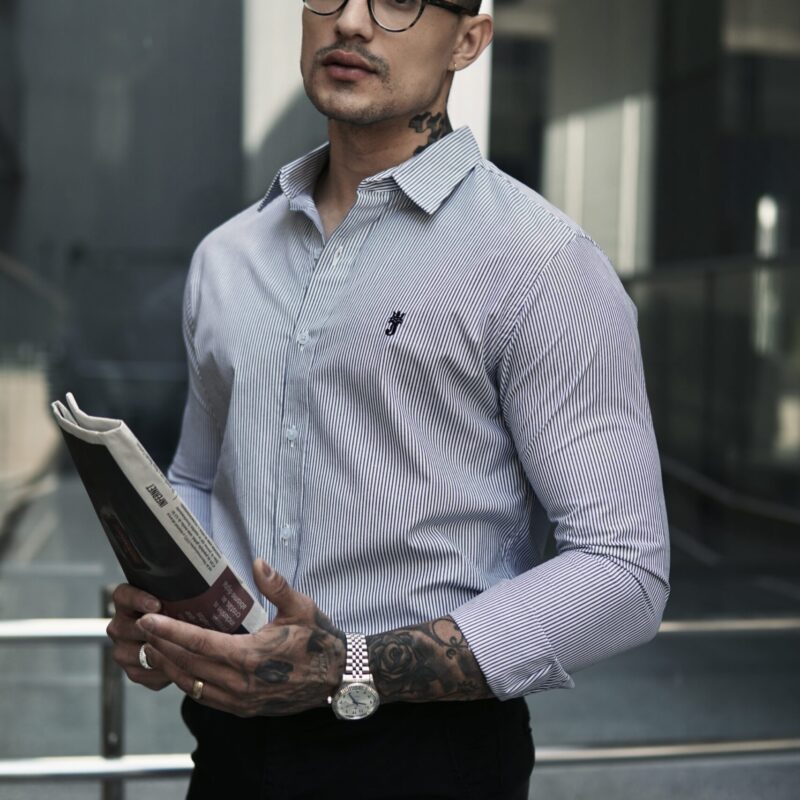 Camisa Listrada P&B Premium ML
