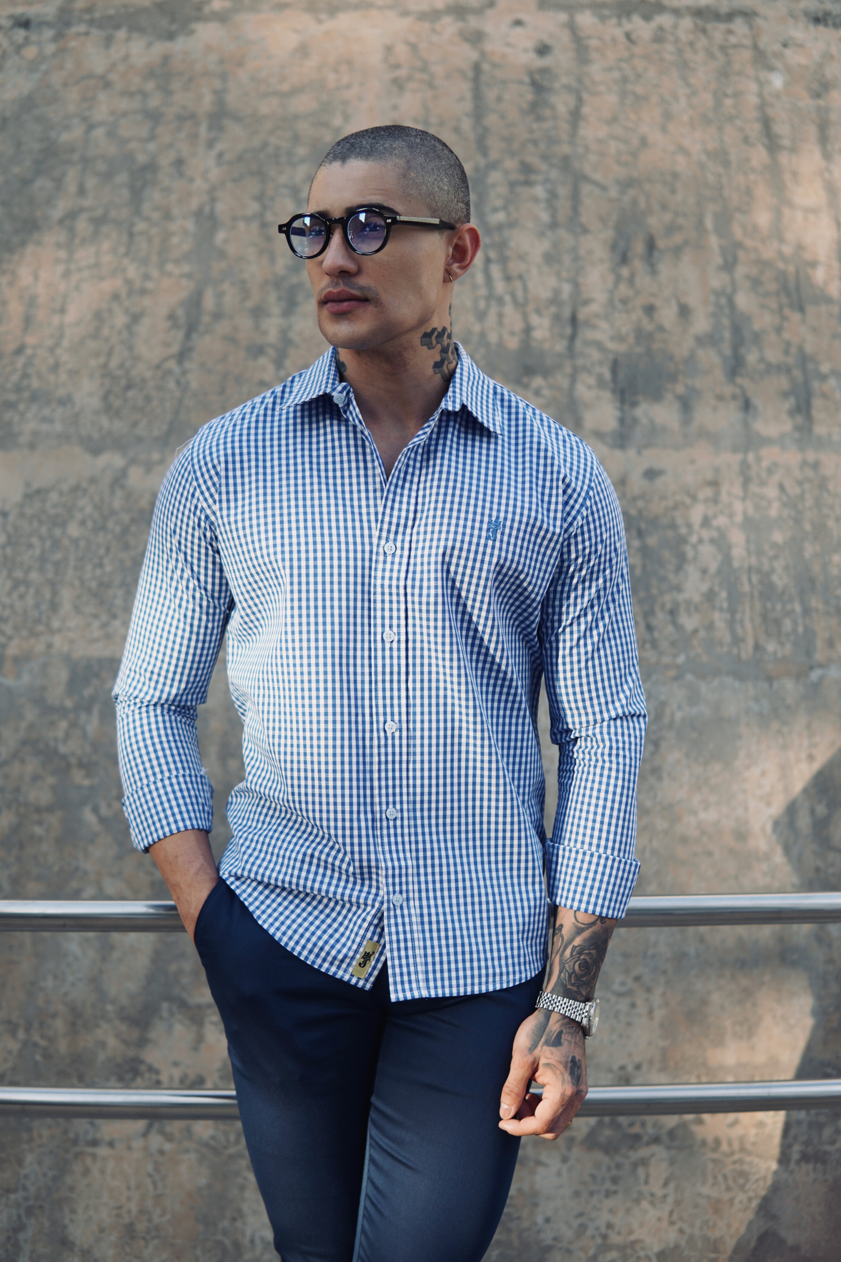Camisa Xadrez Azul e Branca Premium - Imagem 2